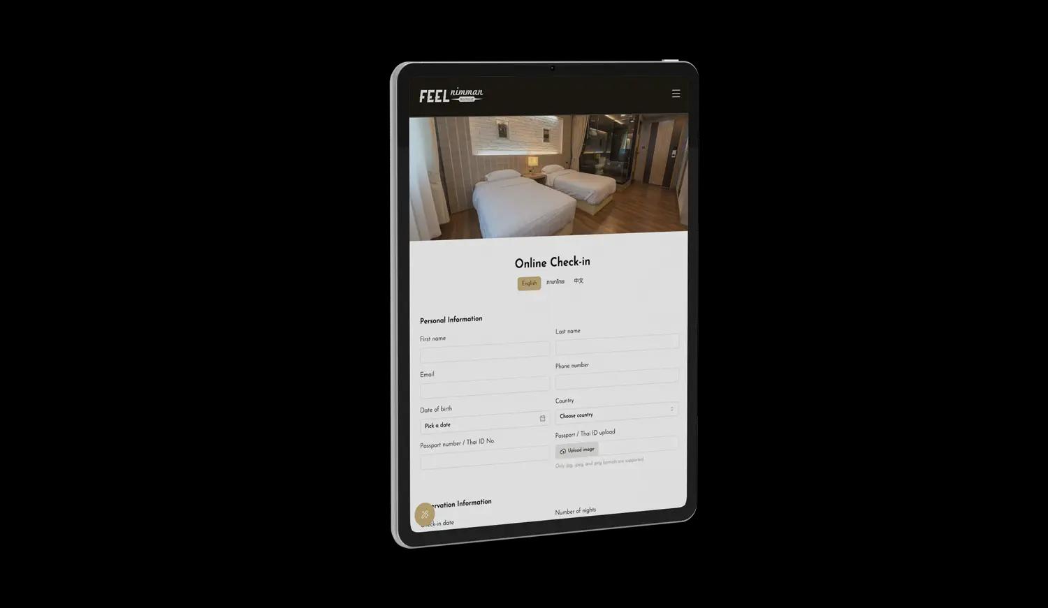 Hotel online check-in integration